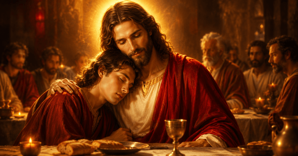 São João reclinado sobre o peito de Jesus na Última Ceia — origem da devoção ao Sagrado Coração